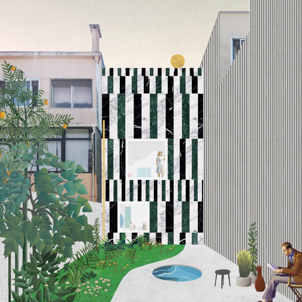 House in Rua do Paraíso by Fala Atelier. Architectural collage.