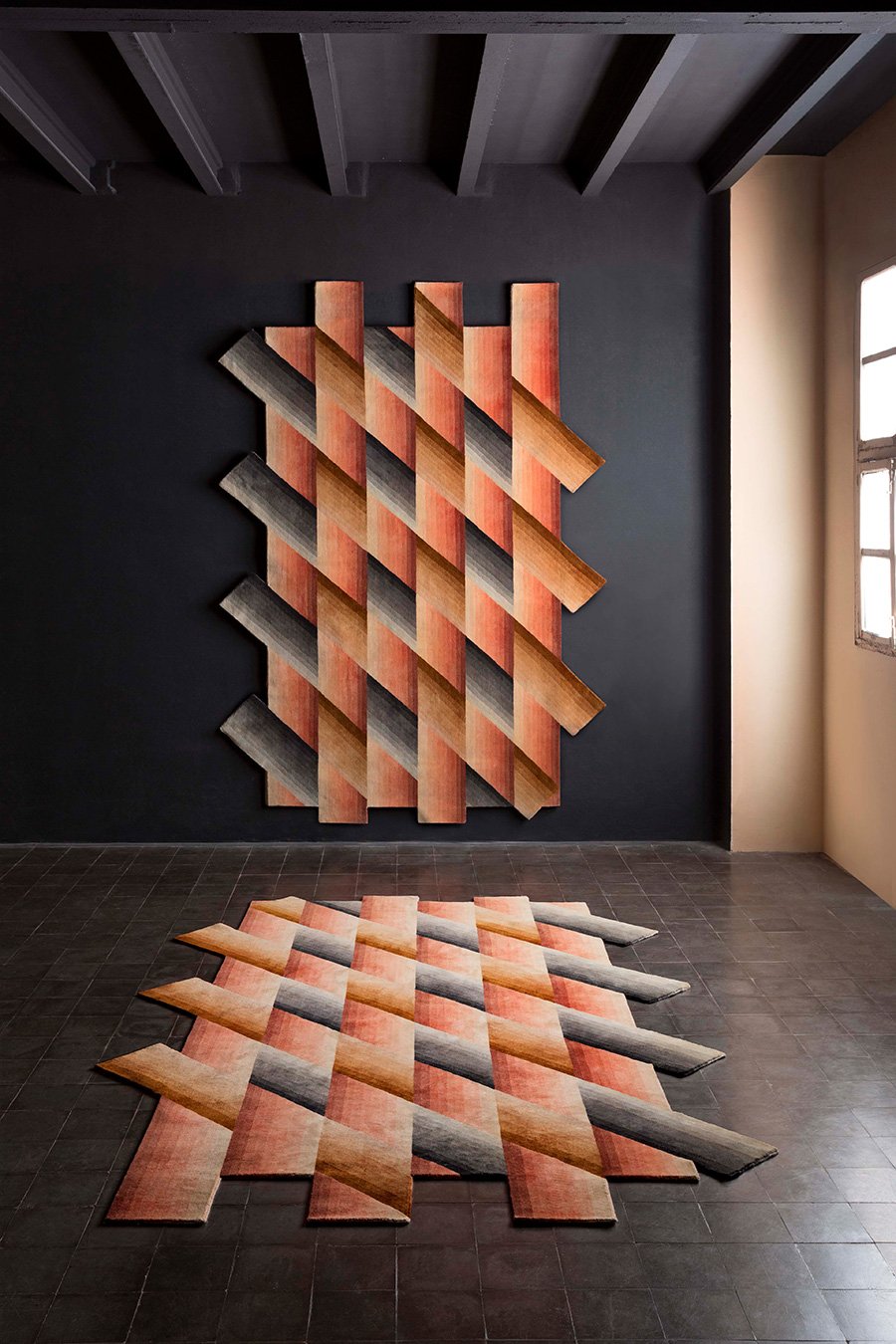 Patricia Urquiola's colour-blocked rugs create optical illusions