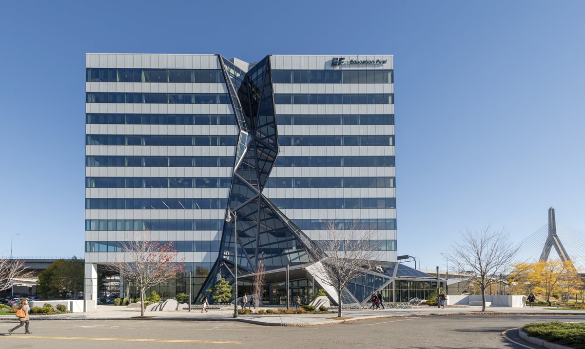 Ef Education First S Cambridge Headquarters Sports A Ten Story Glass Waterfall Metropolis