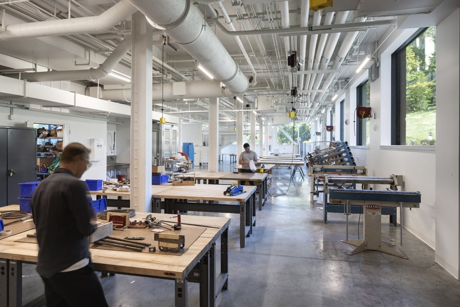 a photograph of the interior of a fabrication lab at the Cornell fine arts library