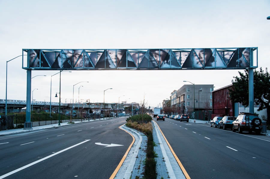 Lighting Featurs On Seventh Avenue Near The West Oakland Bart Station.