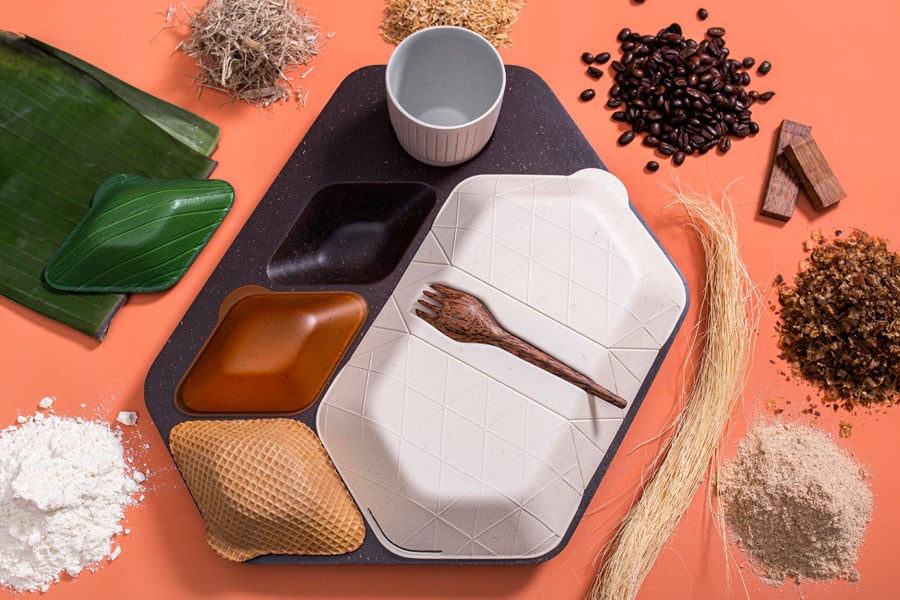 This in-flight meal tray was designed to be biodegradable