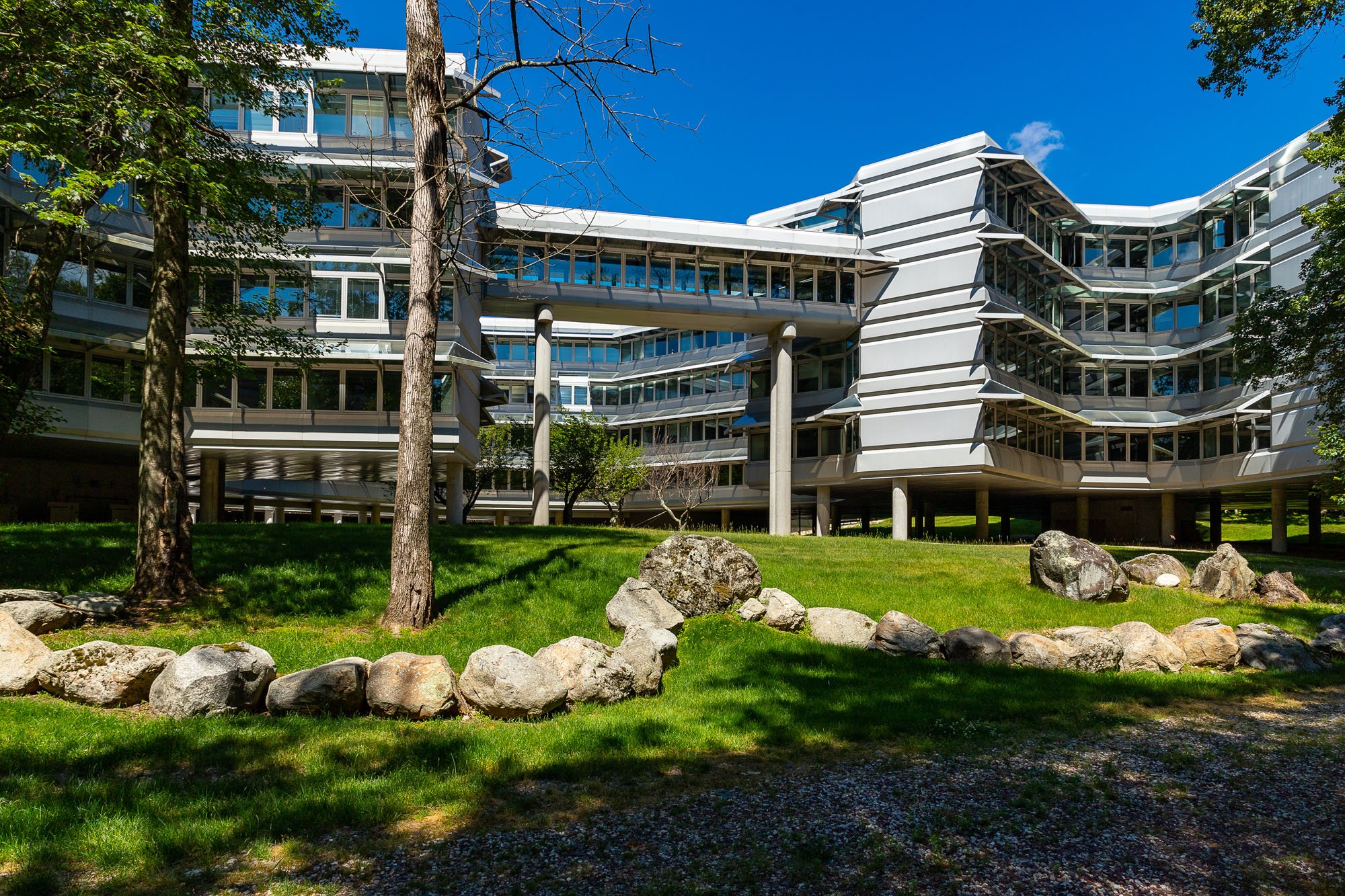 Exterior view of autonomous pods at the union carbide building