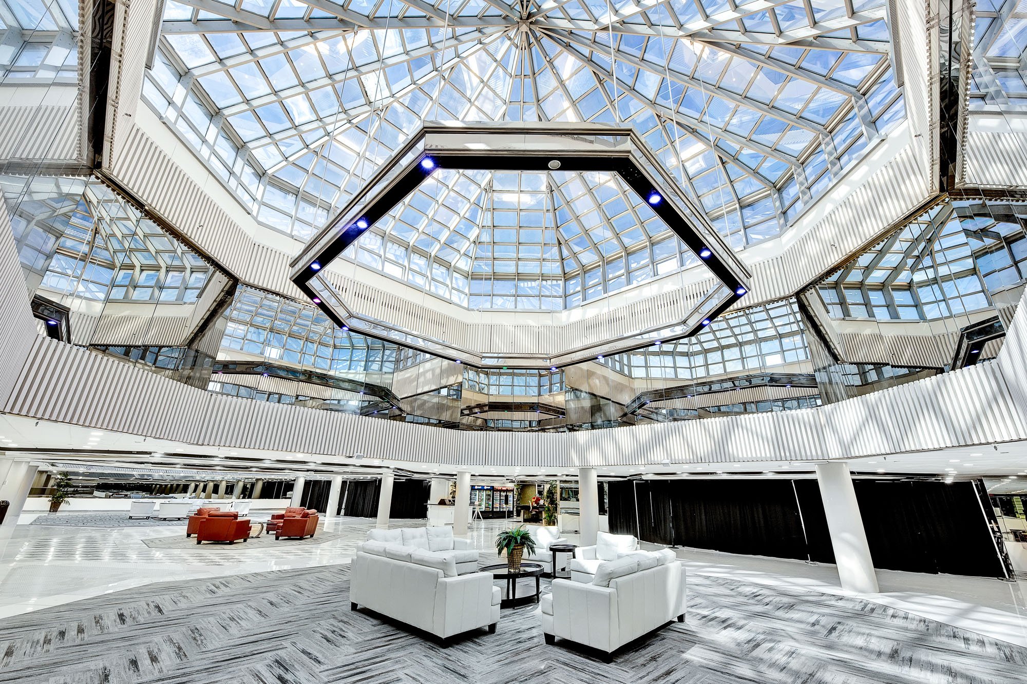 Skylit interior conference space at union carbide building