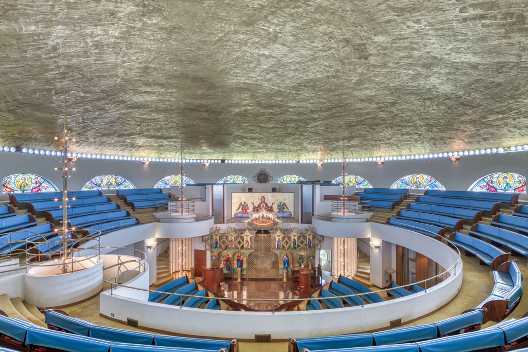 Interior of a circular church building