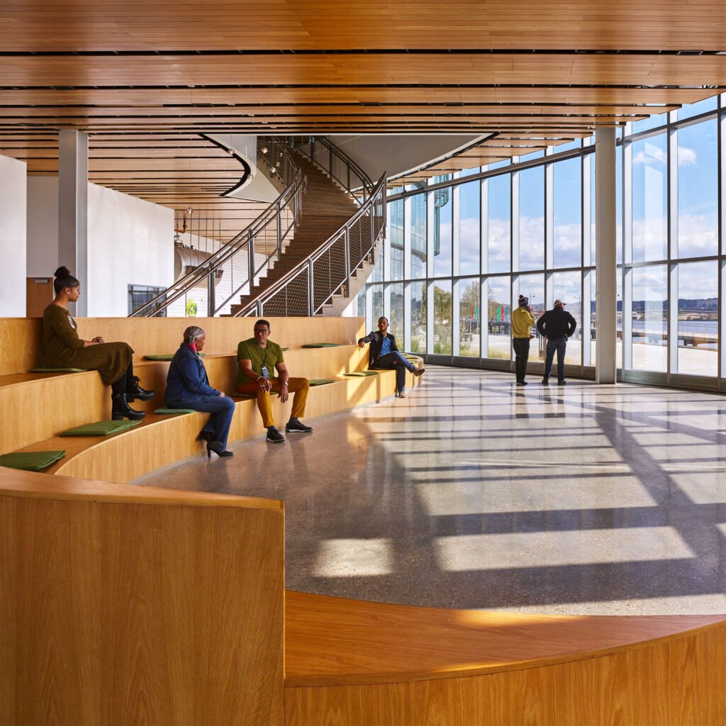 D.C. Water headquarters interior circulation and seating.