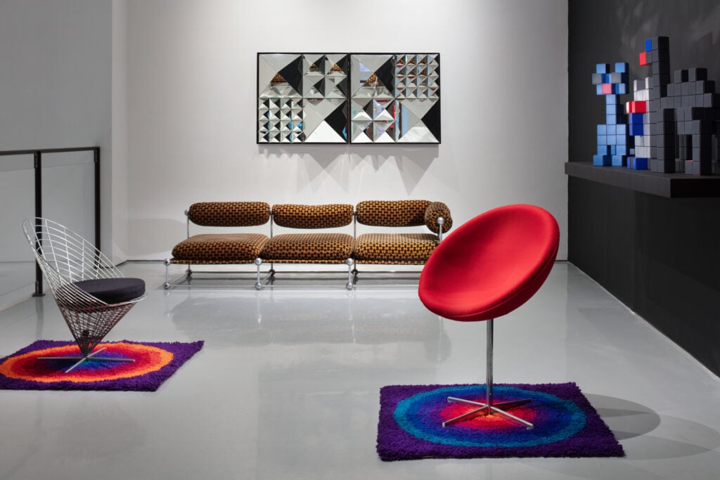 Verner Panton Design objects inside a gallery