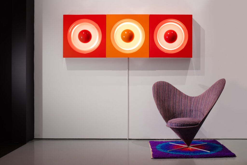 Verner Panton design objects inside a gallery