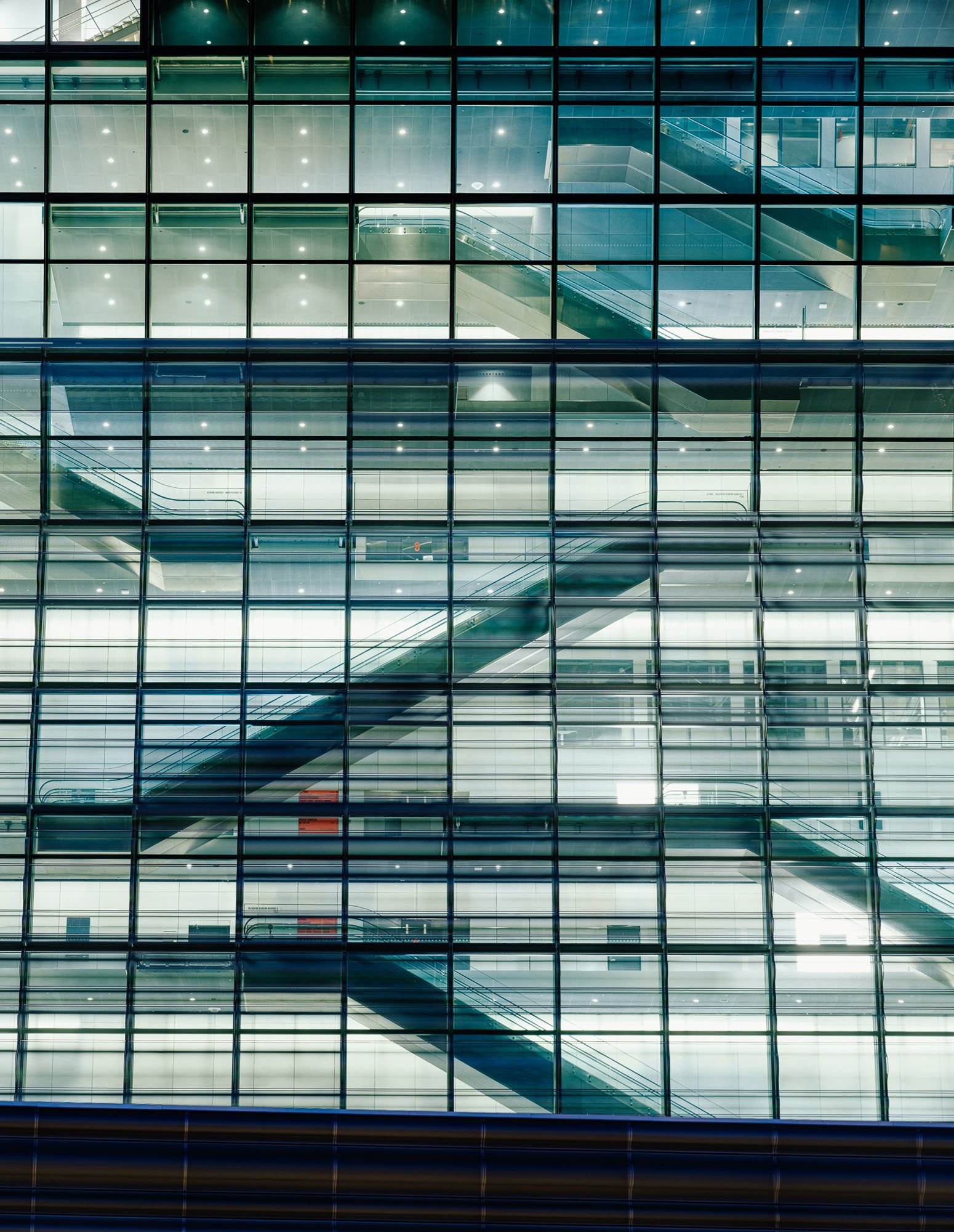 staircases viewed through glass wall