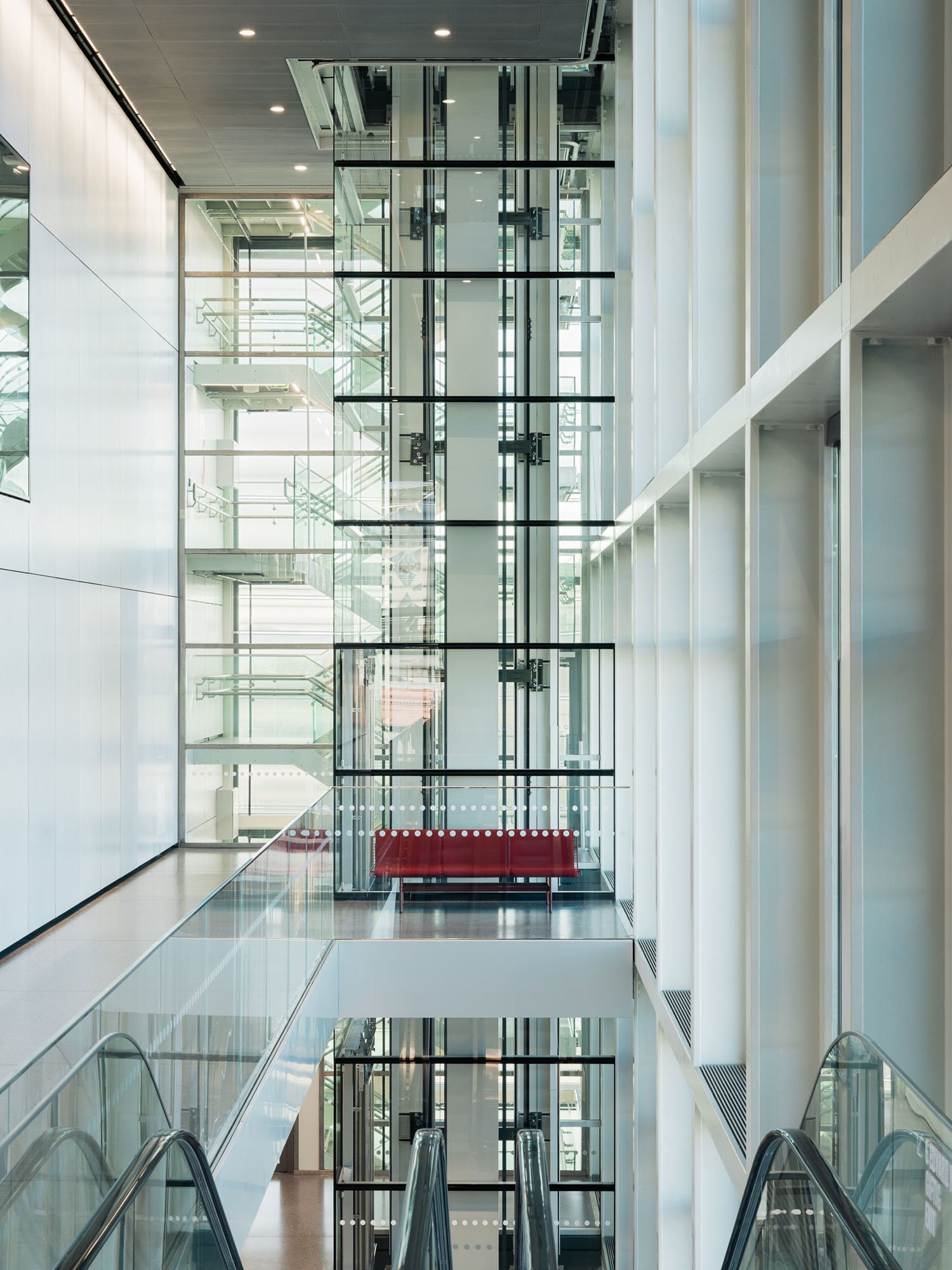 Interior staircase and elevator