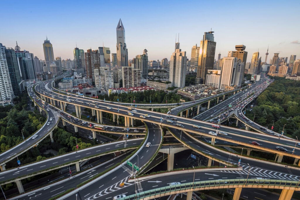 A belt of freeways wraps a section of Shangha. IMAGE COURTESY ISPYFRIEND