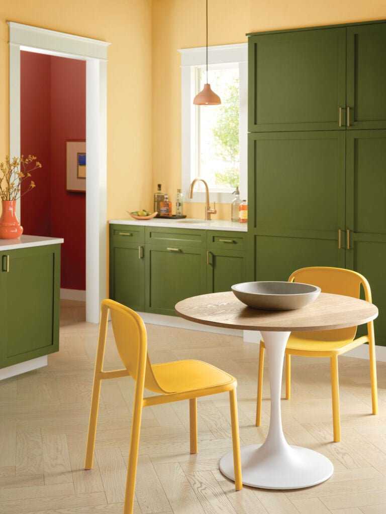 view of kitchen interior with green cabinets