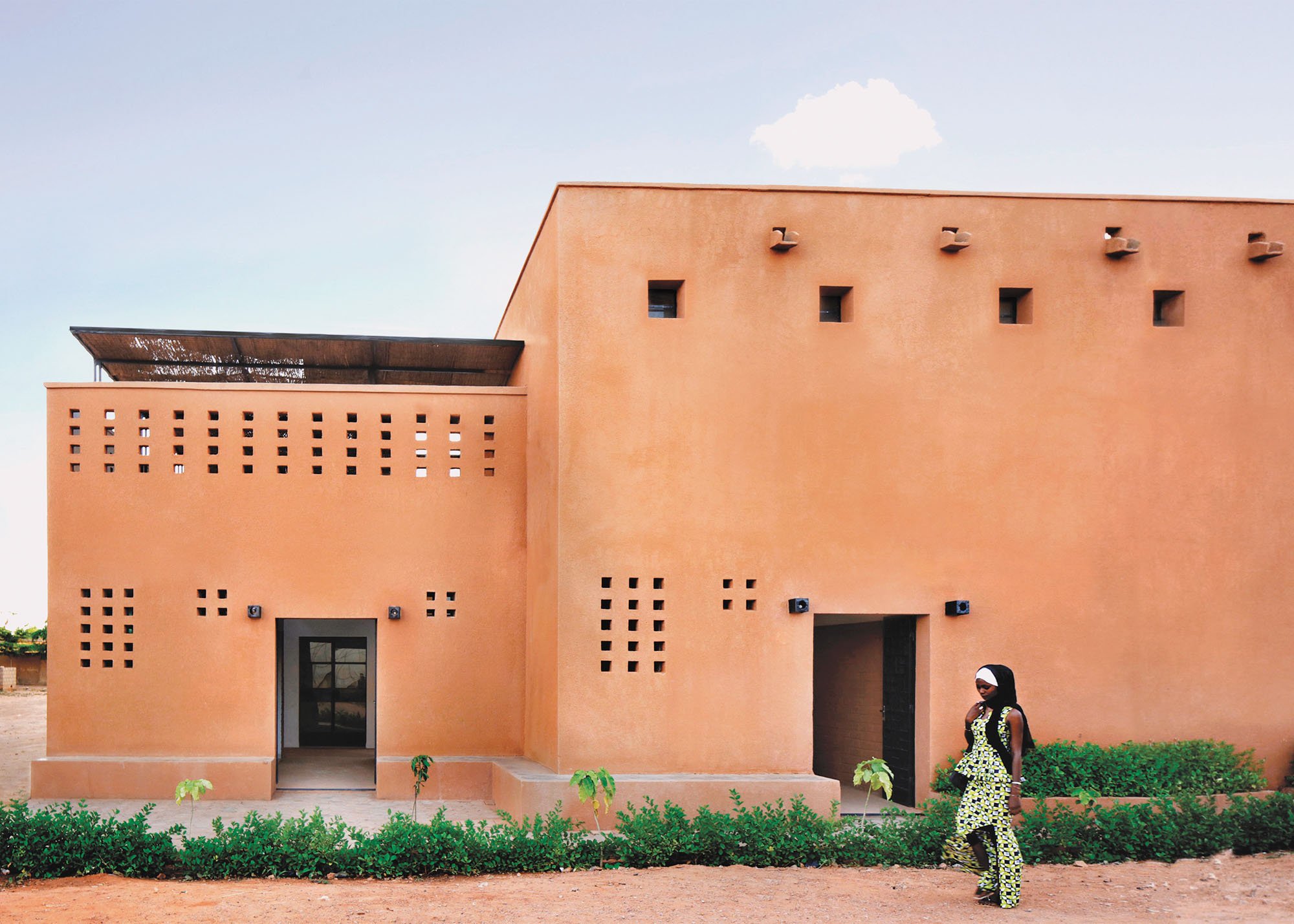 exterior of earth brick building