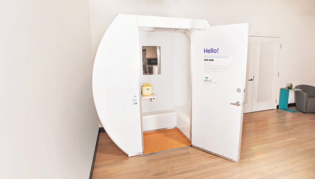 freestanding lactation space in an office