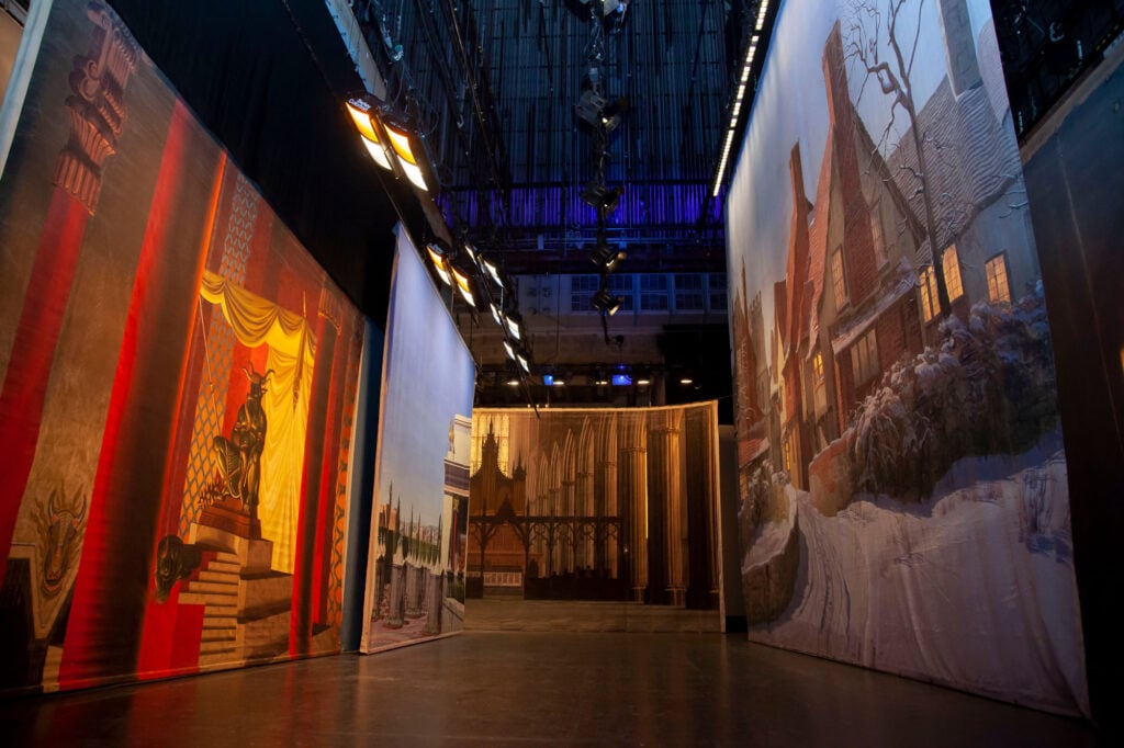 film backdrops hanging in an exhibition space