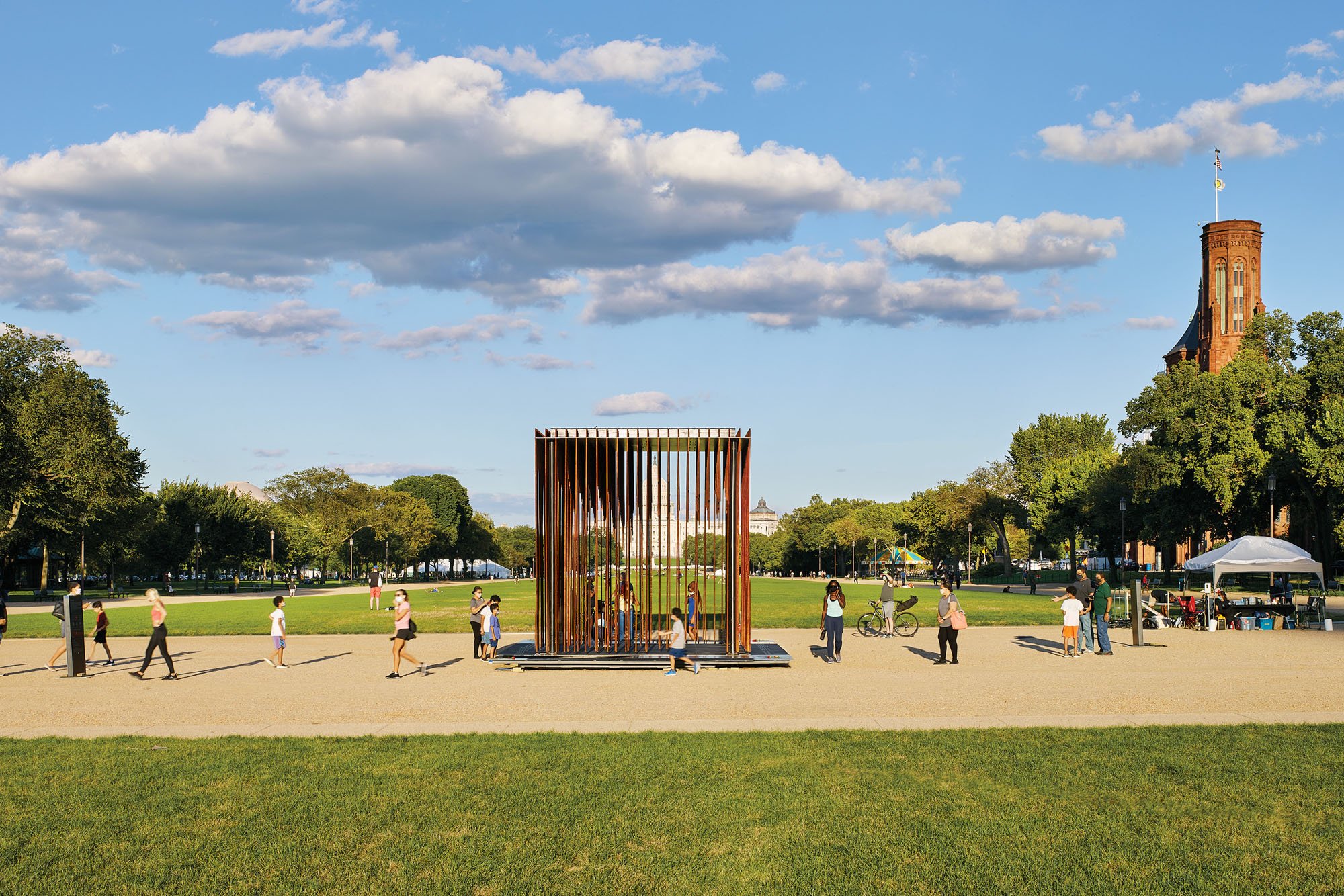 installation in tulsa, cube of steel rods