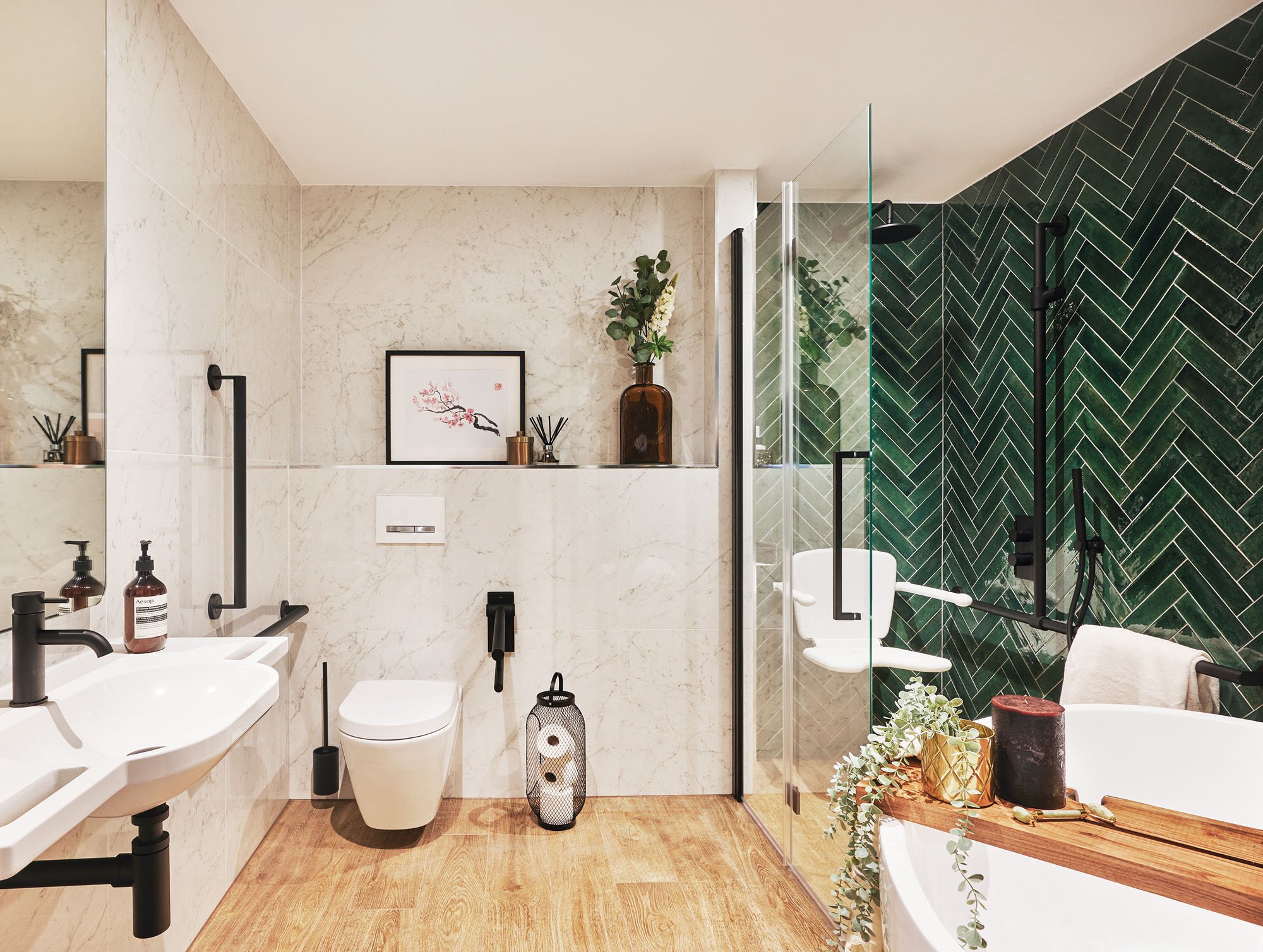 bathroom interior with accessible features