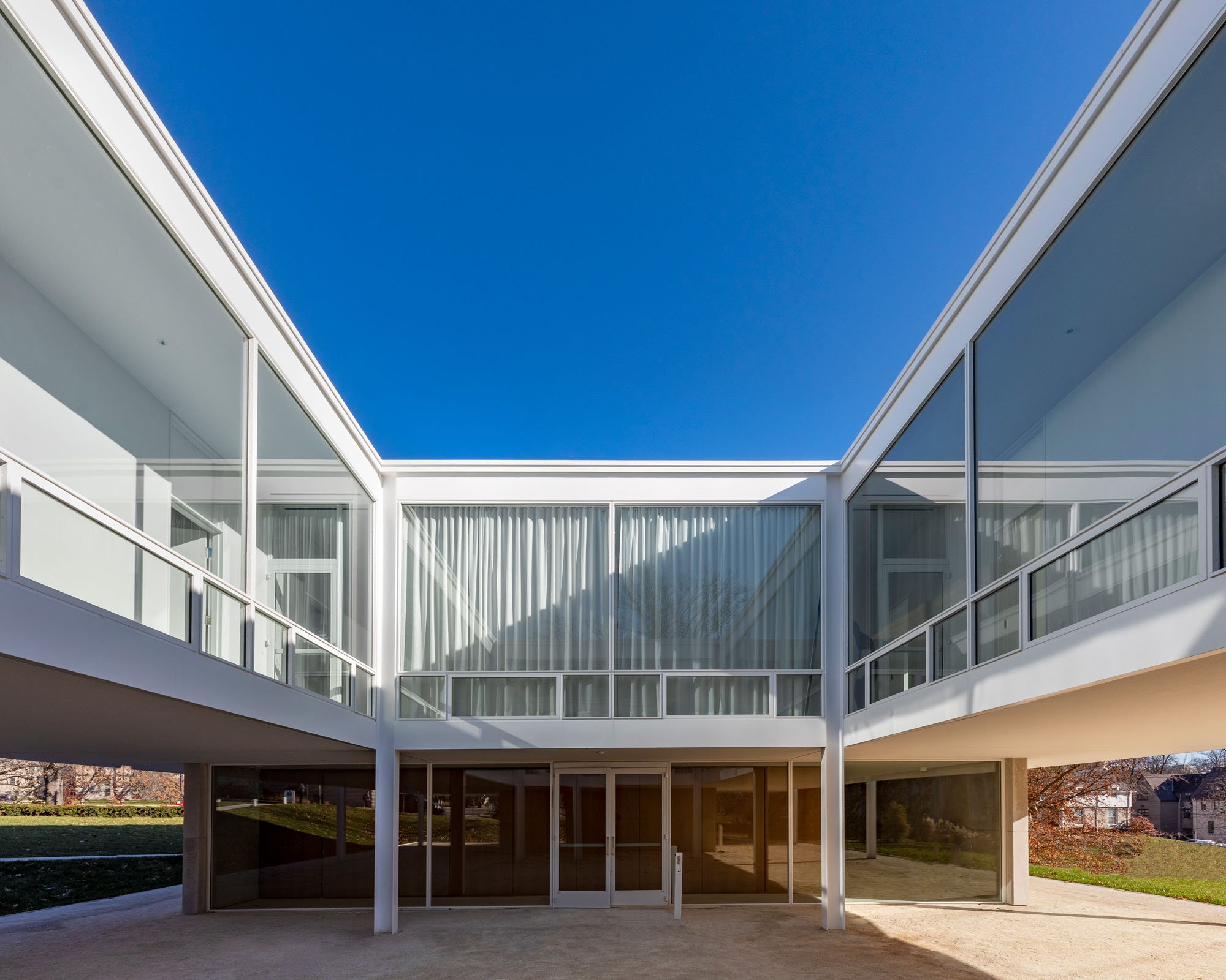 central courtyard of new Mies-designed building