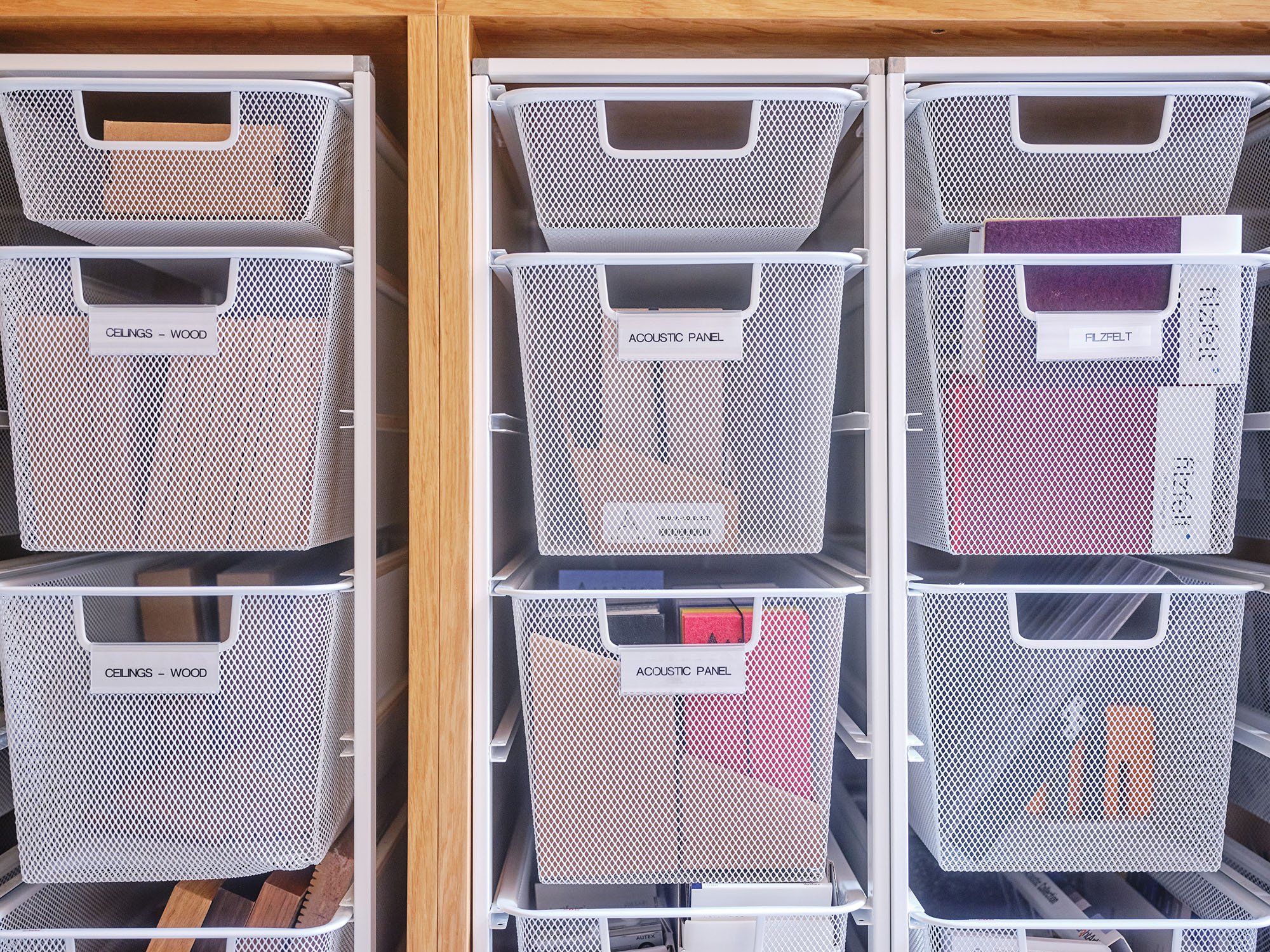 detail of material library filing system