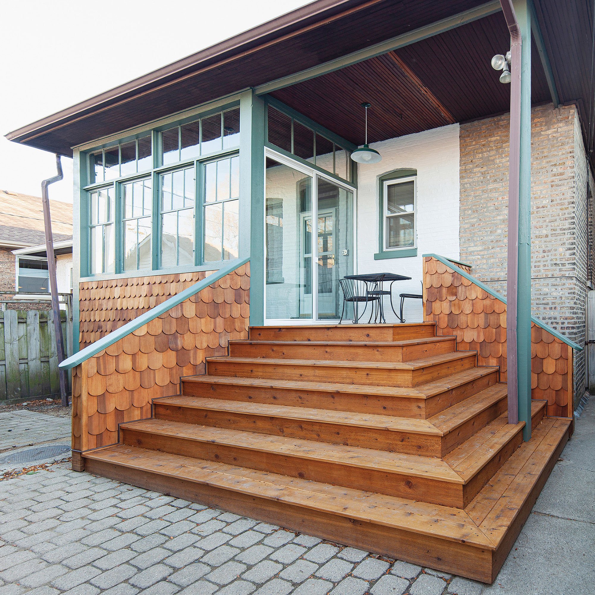 exterior wooden porch. 