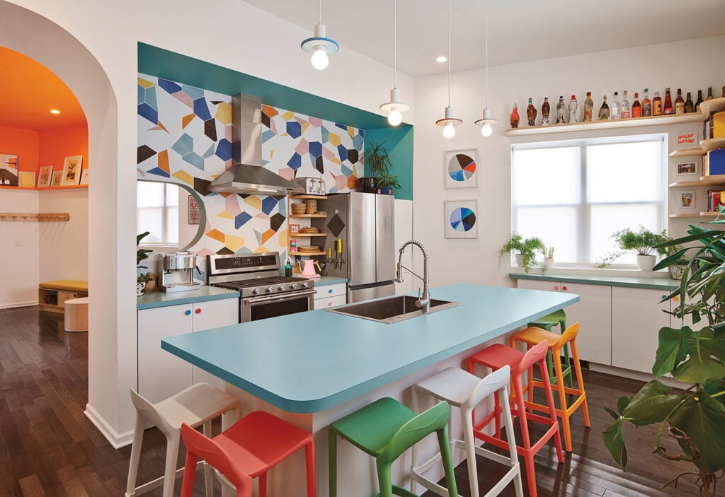 interior of colorful kitchen