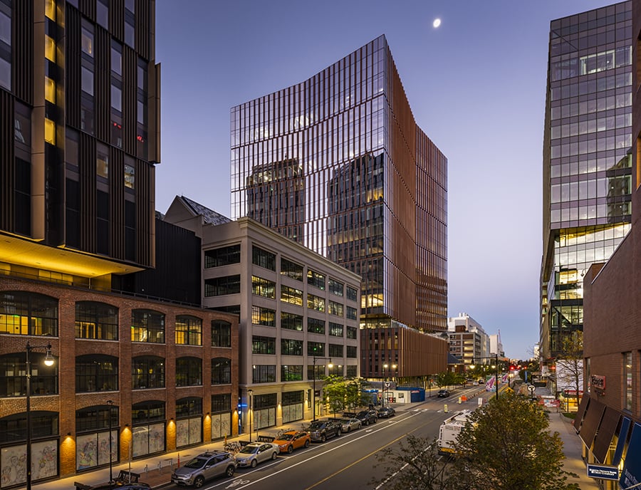 View of MIT's new building from street. 