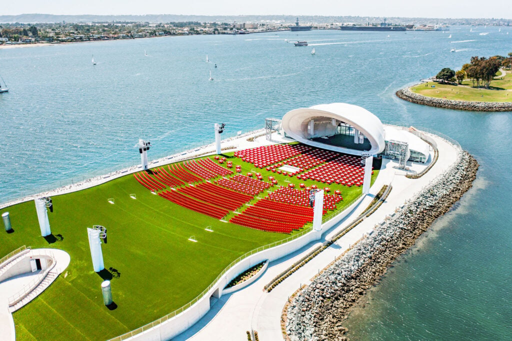 overview of the concert shell on the water