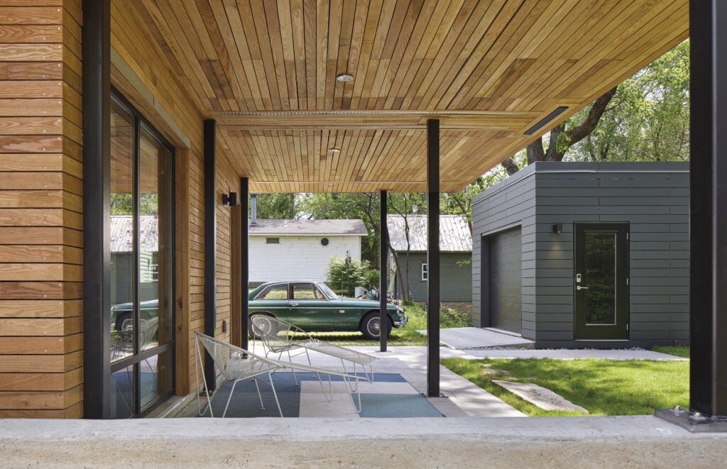 An image of a covered patio of a modern house