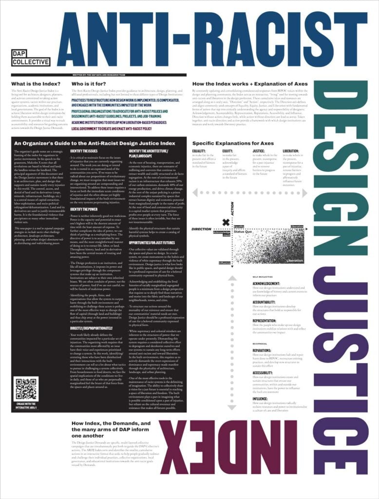 An image of a page from the anti-racist design justice index