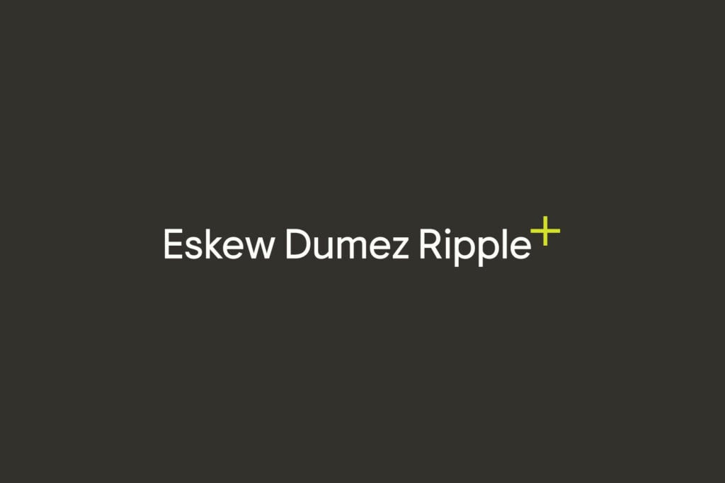 an image of the words Eskew Dumez Ripple on a black background