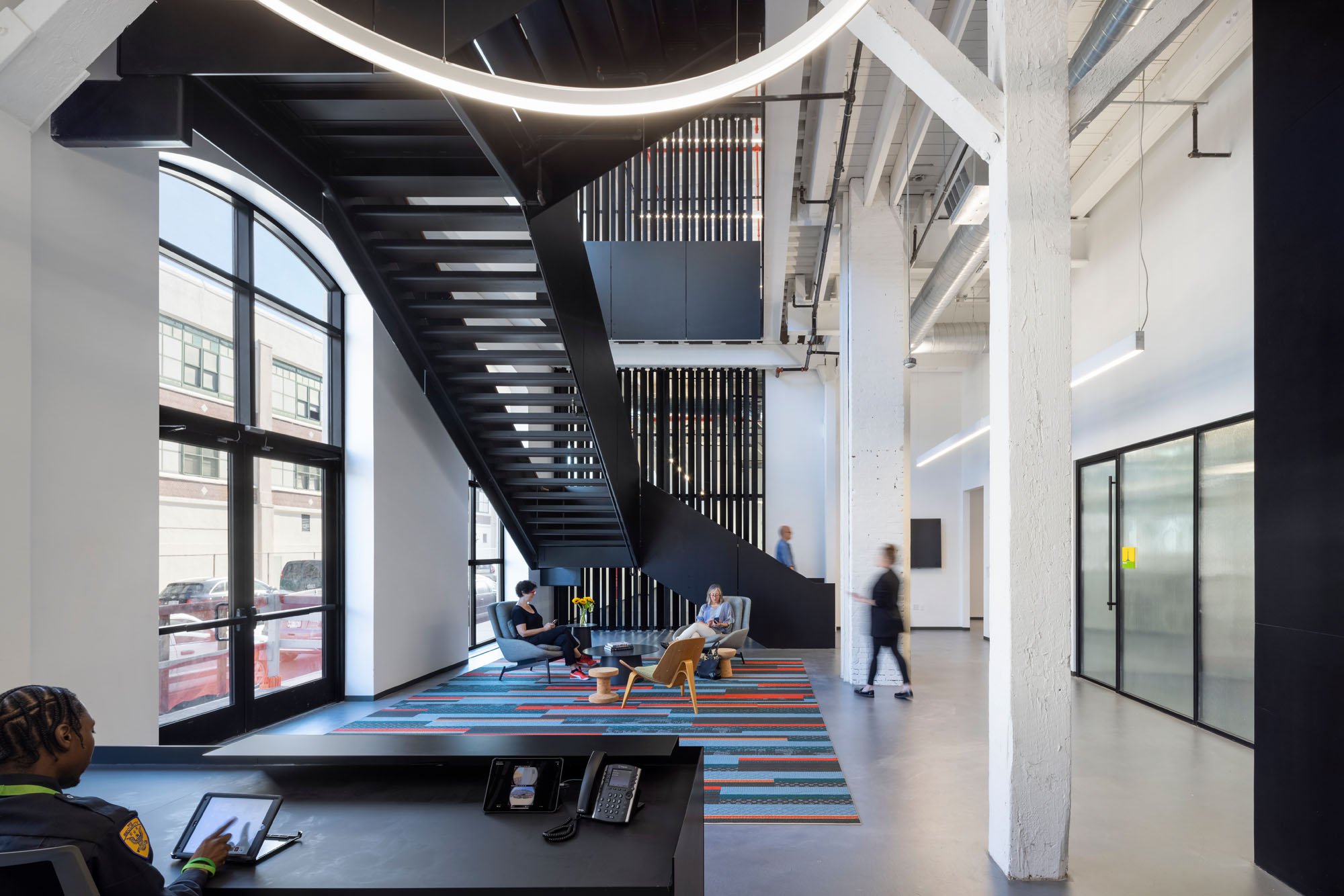 a photograph of a stairway in the main entry hall of city harvest