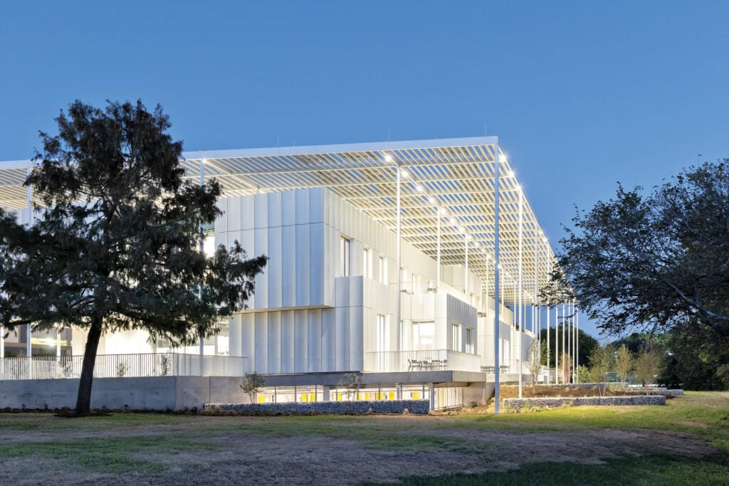 the exterior of the houston endowment with white, scalloped siding