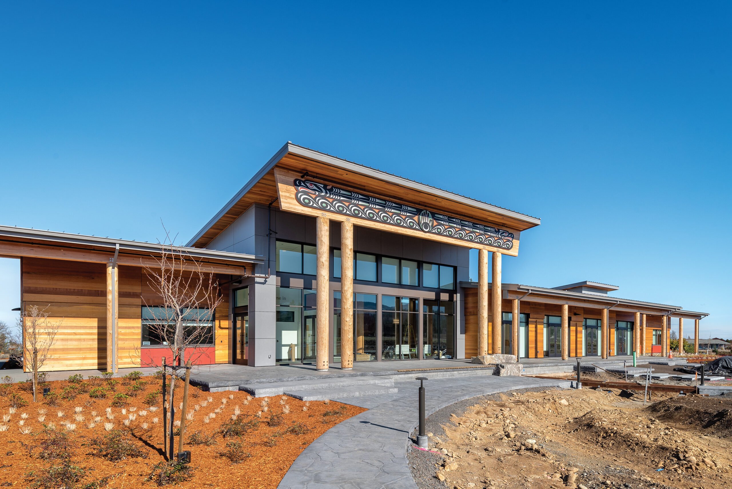 cedar columns and exterior of the Jamestown Healing Clinic