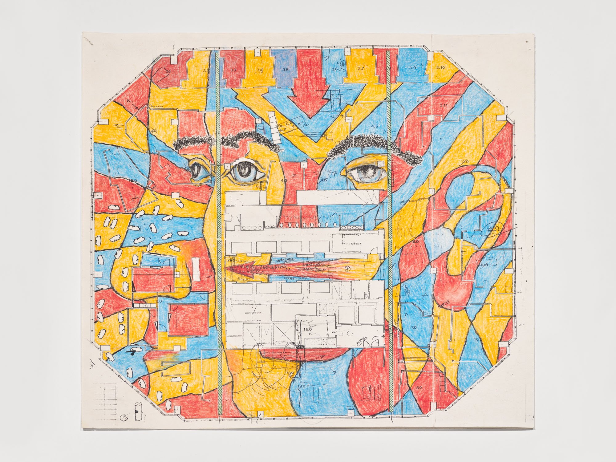 a single drawing of a face by Gaetano Pesce