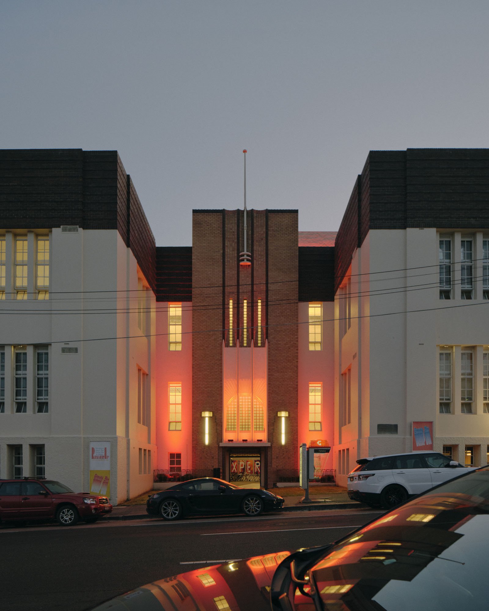 the art deco exterior of a school building