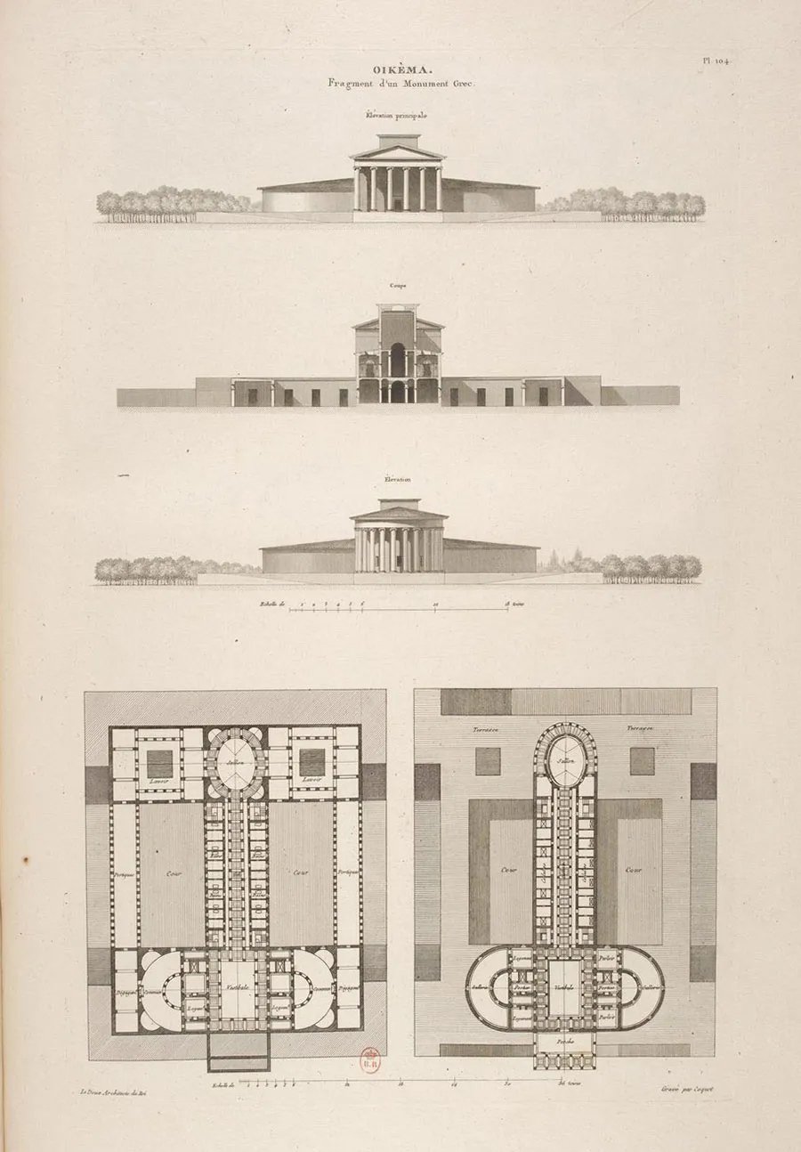 Drawing of Oikema House of Pleasure by Claude Nicolas Ledoux