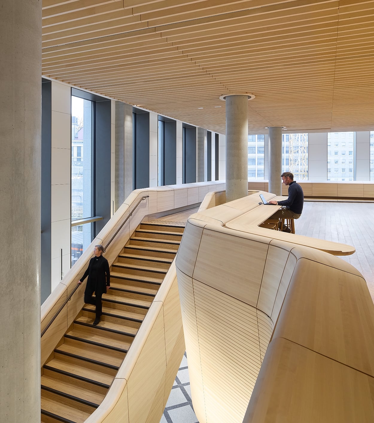 interior of a government building in norway with a grand staircase