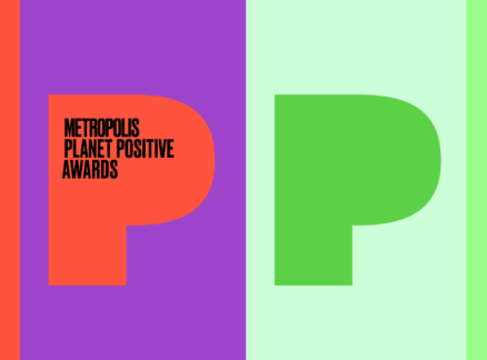 Four large, bold letter P’s in alternating green and orange stand out against purple and pastel backgrounds. Text reads: “Metropolis 2026 Planet Positive Awards.”.