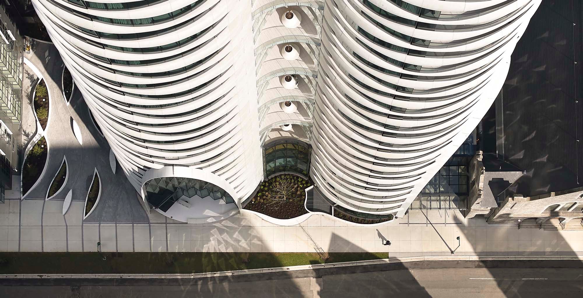 View of tower street-level entrance 