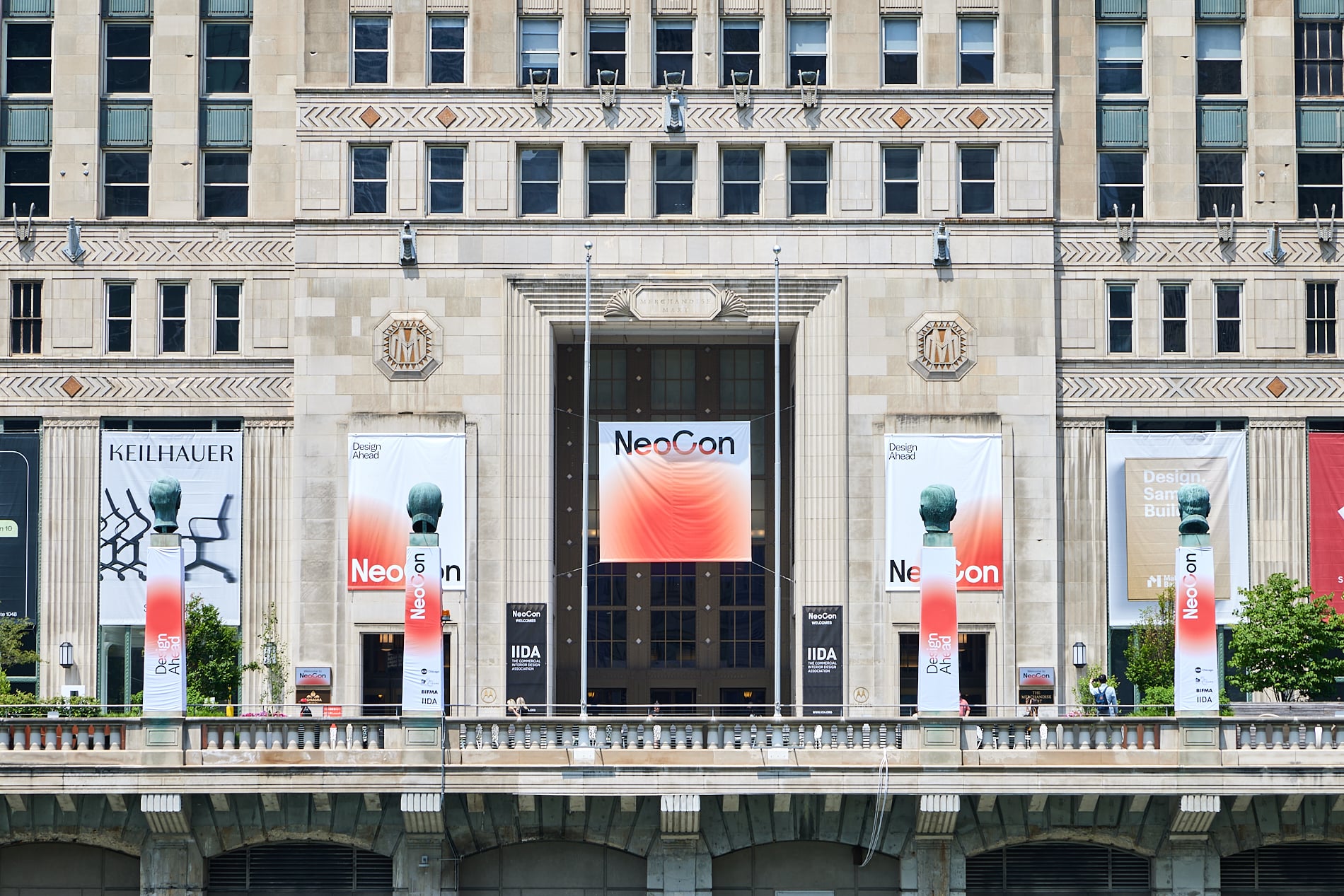 THE MART in Chicago, exterior with banners, NeoCon 2026