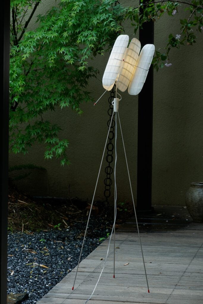 LF4B "Equilibrista" is a floor lamp with hand-crafted paper shades, designed by Living Form Design Studios. Courtesy of Designers