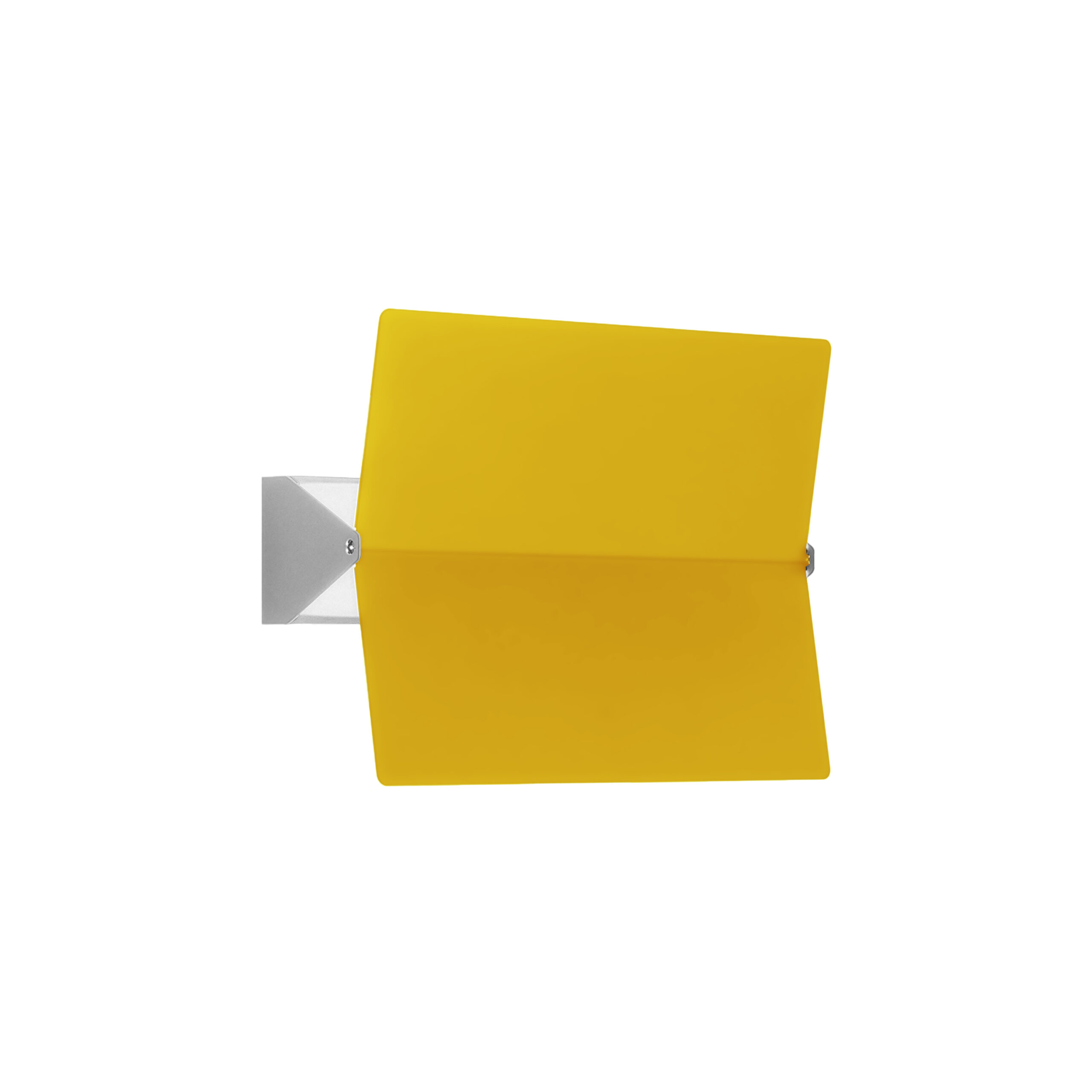 Yellow rectangular wall-mounted light fixture with a metal base, displayed against a white background.