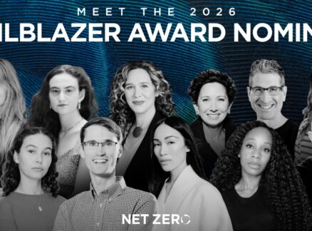 Group photo of thirteen diverse people in black and white with the text “Meet the 2026 Trailblazer Award Nominees” and “Net Zero” on a blue patterned background, celebrating the inspiring finalists of this year’s Trailblazer Awards.