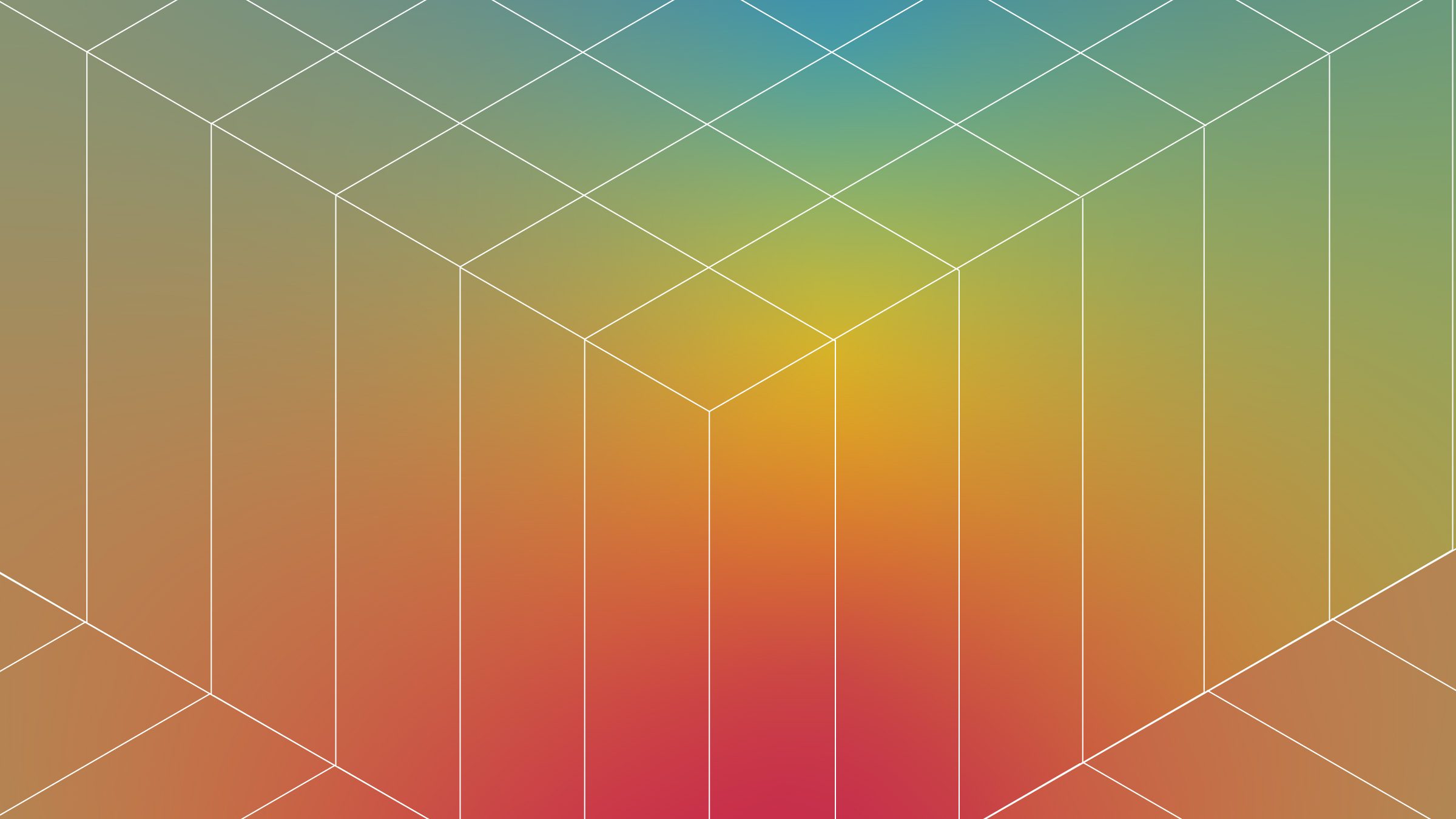 A geometric pattern of white lines forming an ASD Design Matrix cube over a multi-colored gradient background.